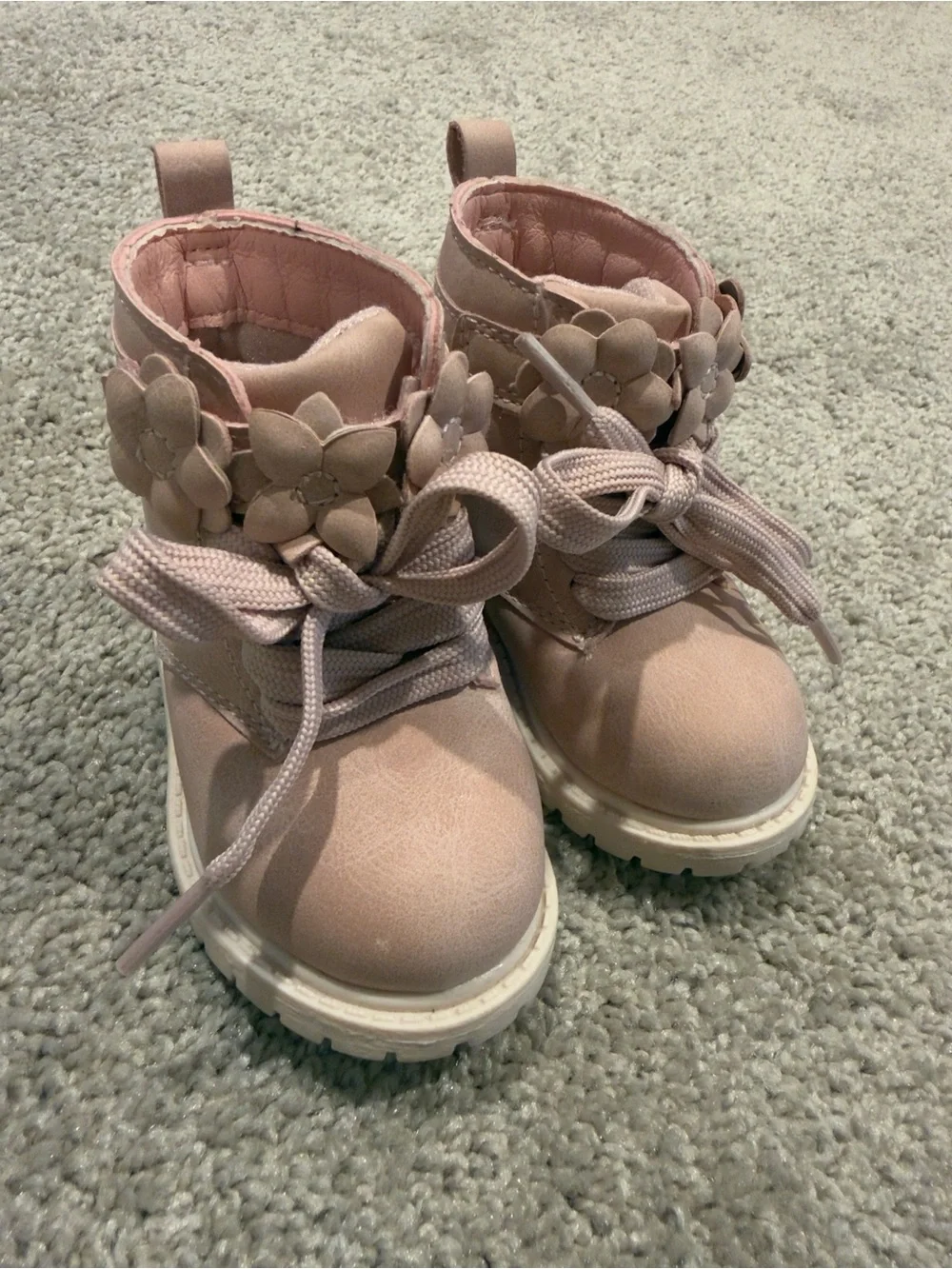 Carter's Pink Floral Lace-Up Kids Ankle Boots